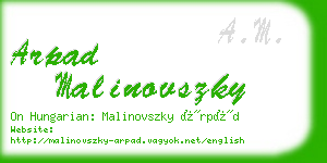 arpad malinovszky business card